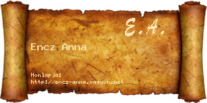 Encz Anna névjegykártya
